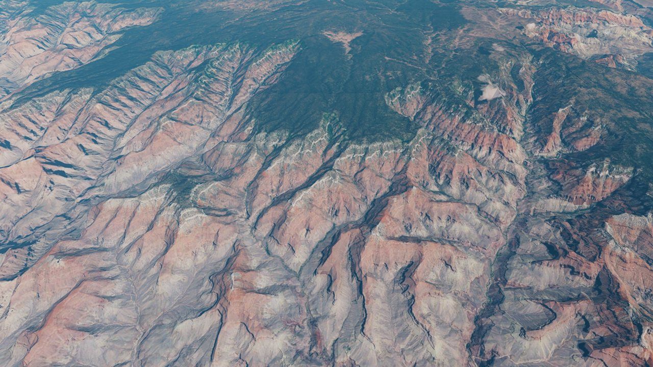 The Grand Canyon from above, no clouds