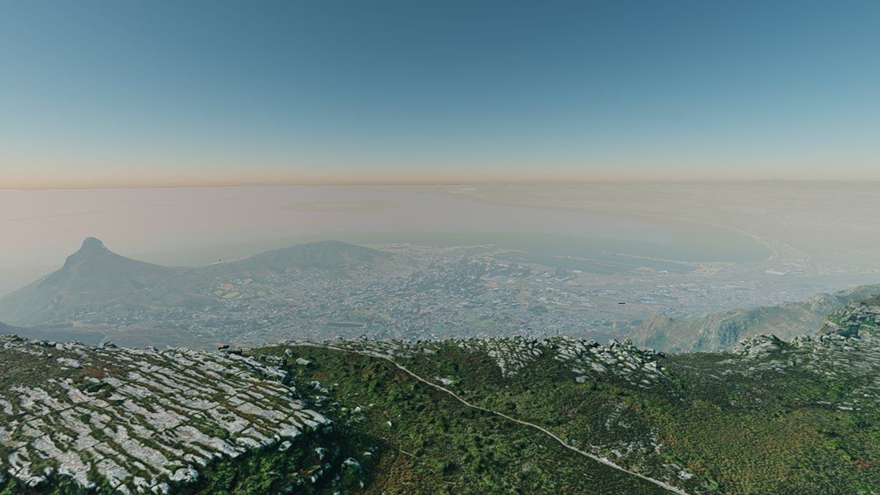 Cape Town washed out to near-white by too-dense haze